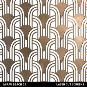 Miami Beach art deco design in brass colour on white wall