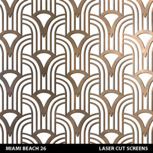 Miami Beach art deco fretwork in brass colour on white wall