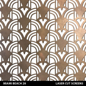Miami Beach art deco facade patterns and designs in brass colour on white wall