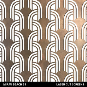 Art deco pattern South Beach Miami in brass colour on white background