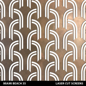 Art deco patterns South Beach Miami in brass colour on white wall