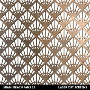 Art Deco Fans pattern Miami Beach pattern in brass colour on white wall