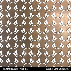 Art Deco Fans pattern Miami Beach design for laser cutting in brass colour on white wall