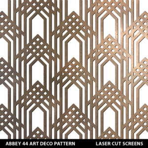 Art deco facade design laser cut screen in brass colour on white wall