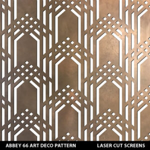 Art deco abbey facade design laser cut screen in brass colour on white wall