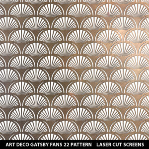 Art Deco Fans metal screen pattern in brass colour on white wall