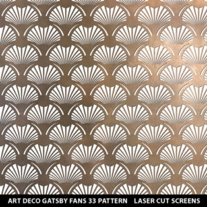 Art Deco Gatsby Fans metal screen pattern in brass colour on white wall