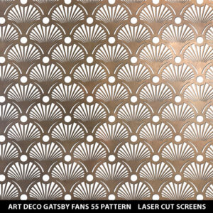 Art Deco Gatsby Fans fretwork screen pattern in brass colour on white wall