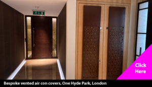 Custom air conditioning covers One Hyde Park to cover doors in hotel spa