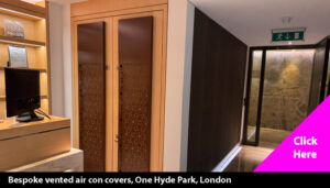 Bespoke air conditioning covers One Hyde Park to cover doors in hotel spa