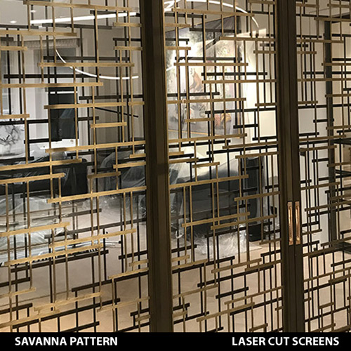 savanna pattern bespoke antique brass sliding doors