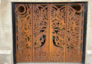 Laser Cut Corten Steel decorative fretwork gates for Peel Cathedral Isle of Man Tree of Life Pattern