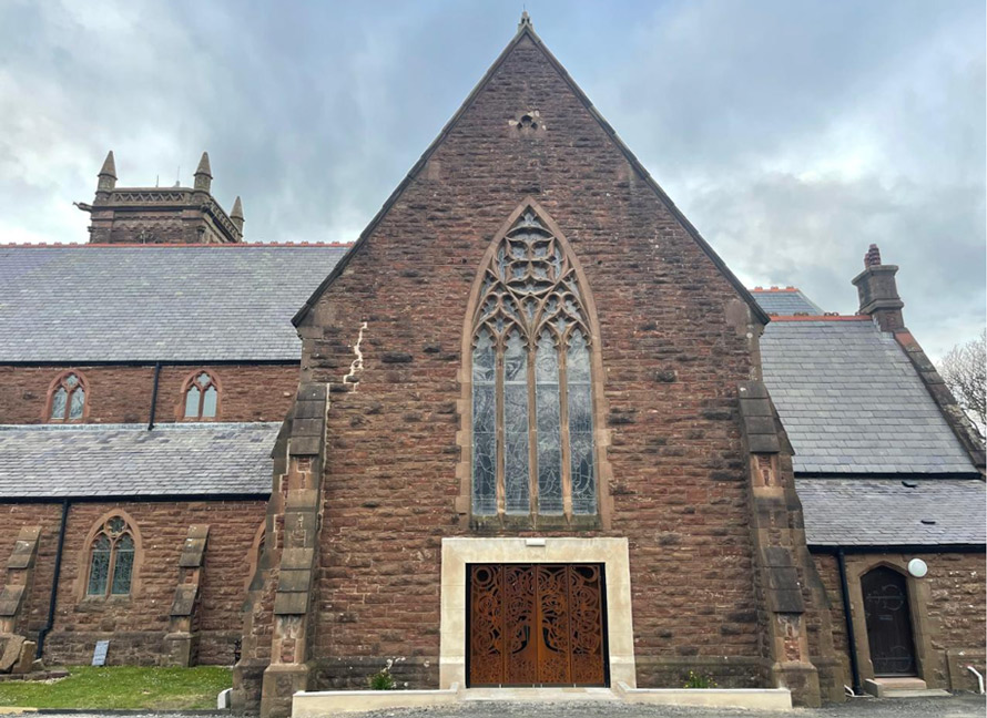 Laser Cut Corten Steel decorative fretwork gates for Peel Cathedral Isle of Man